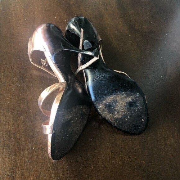 MIU MIU Rose Gold Metallic Leather Sandals EUR 39 - Picture 8 of 12